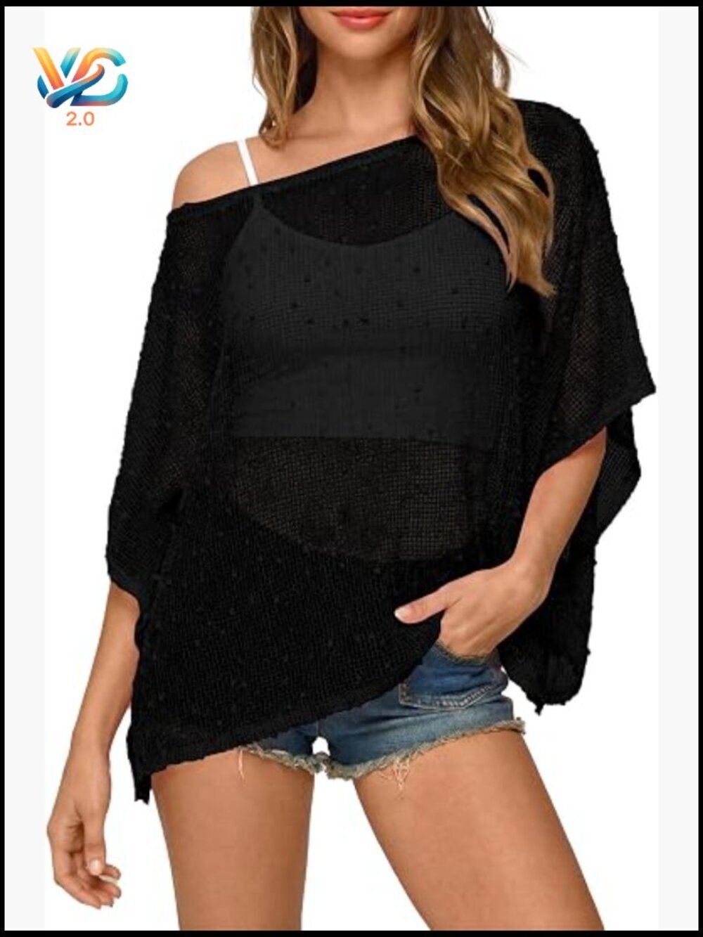 Sheer Crochet Knit Poncho Beach Cover Up Shrug Bolero Summer Shawl Lightweight